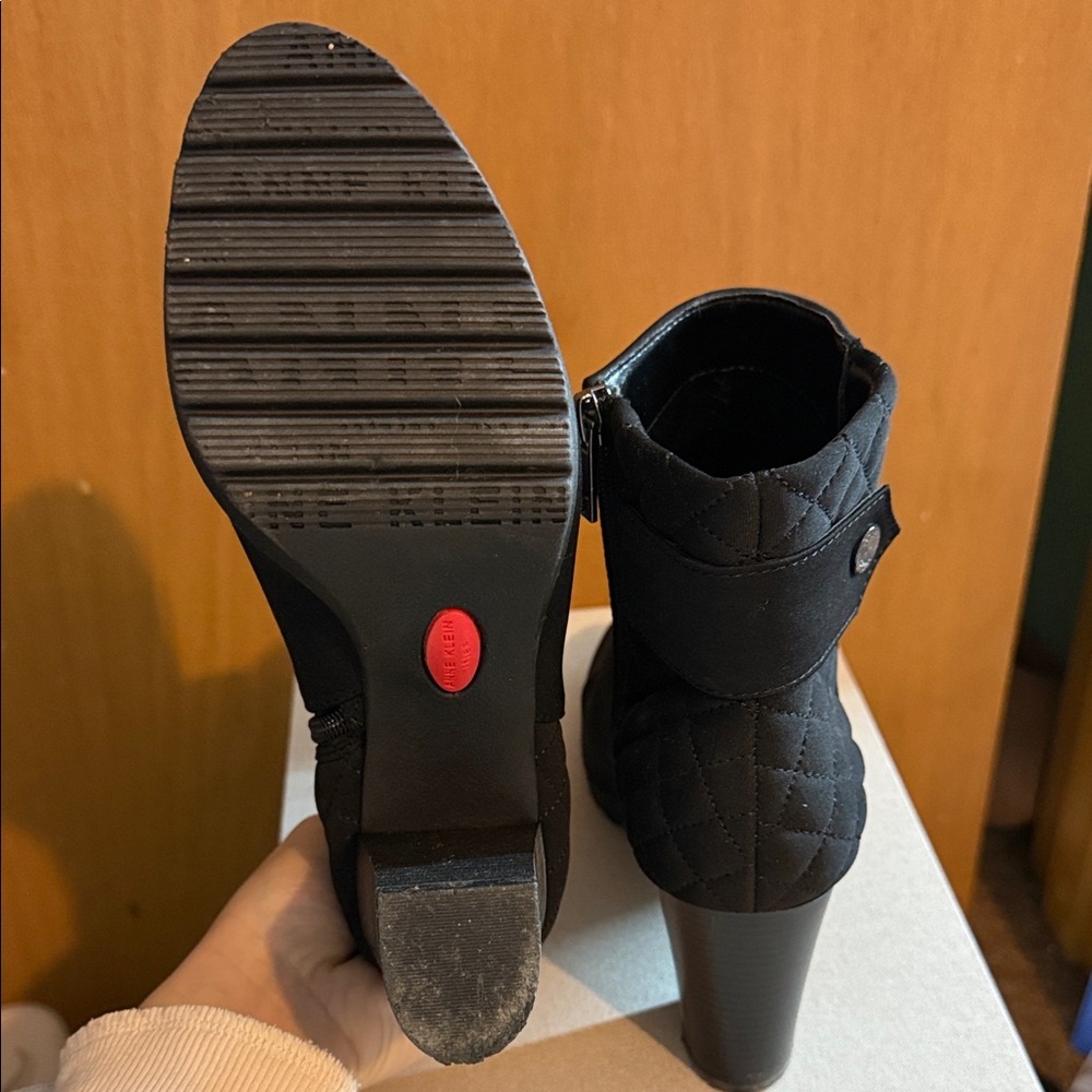 Anne Klein Quilted Black Heeled Boots - Picture 4 of 4